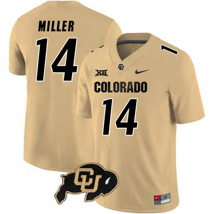 Colorado Buffaloes #14 Omarion Miller Big 12 Conference College Football Jerseys Stitched Sale-Gold